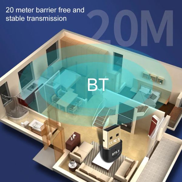 Bluetooth Adapter for Pc Usb Bluetooth 5.3 Dongle Bluetooth 5.0 Receiver for Speaker Mouse Keyboard Music Audio Transmitter