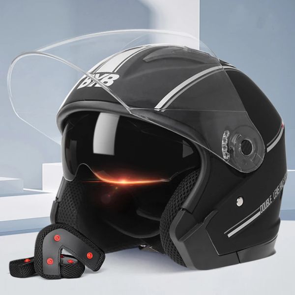 Men Motorcycle half Helmets Dual Lens Scooter new 2025 Moto Helmet Motorbike Moto Bike Helmets for Men Women