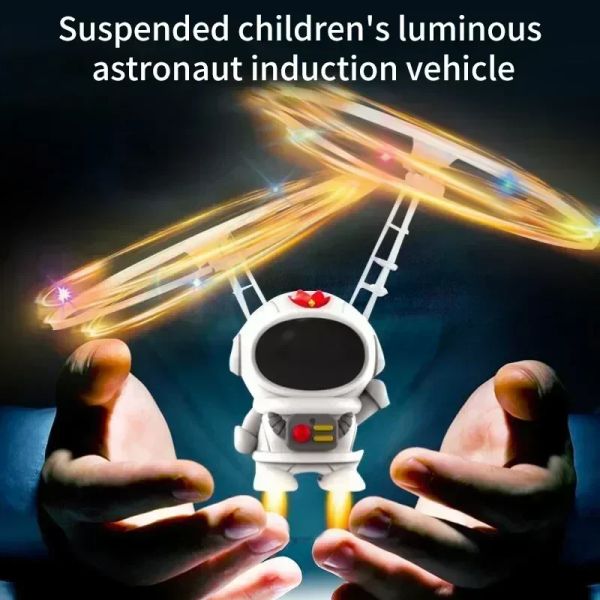 Levitating Luminous Flying Robot Astronaut Toy Aircraft Hand-Controlled Drone Interactive with Lights Outdoor Toys for Kids Gift