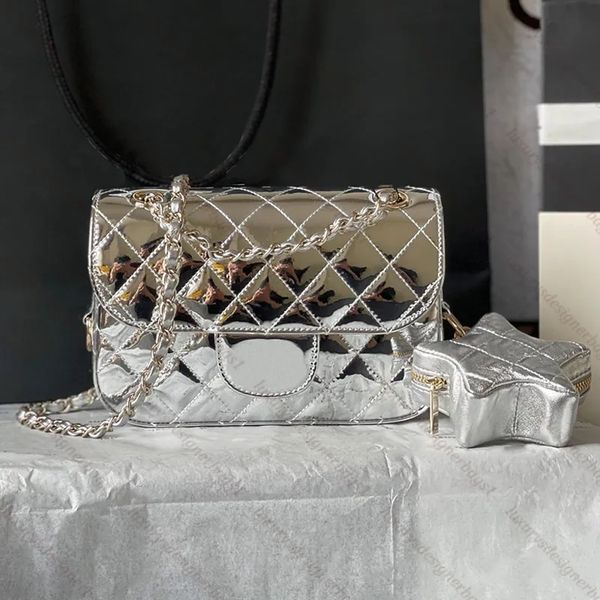 Shoulder bag Chain handbag Designer woman Silver Patent Leather crossbody bags Card The pentagram wallet luxury tote designer purse, Black
Shoulder bag Chain handbag Designer woman Silver Patent Leather crossbody bags Card The pentagram wallet luxury tote designer purse, Black