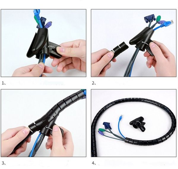 1 Meter Flexible Spiral Cable Zip Wrap Cable Tidy Holder Organizer Wire Cord Management Protector Storage Pipe Cable Winder