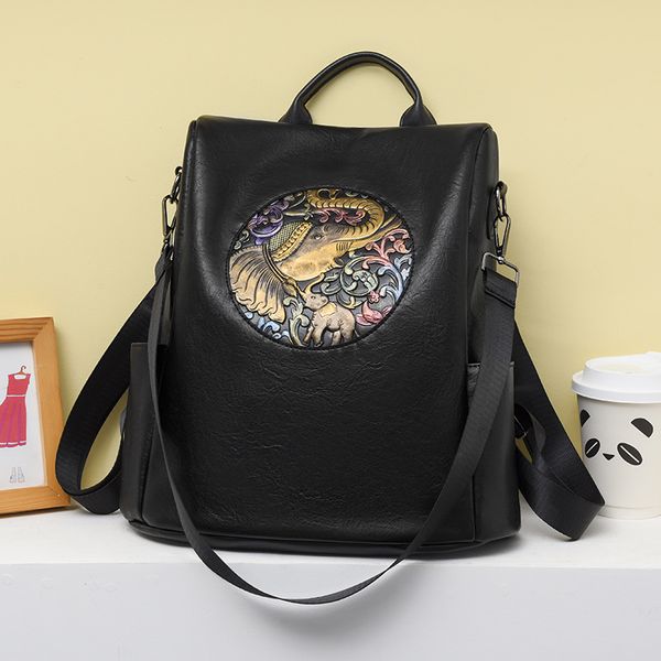 Women's shoulder bag Joker leather leisure travel backpack elegant atmospheric pressure flower retro handbag anti-theft womens backpack factory wholesale, Brown
Women's shoulder bag Joker leather leisure travel backpack elegant atmospheric pressure flower retro handbag anti-theft womens backpack factory wholesale, Brown