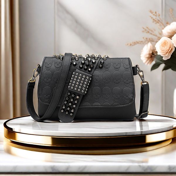 Street tide woman shoulder bags 2 colors European and American popular rivet envelope bag daily Joker black embossed leather handbag trend skeleton backpack
Street tide woman shoulder bags 2 colors European and American popular rivet envelope bag daily Joker black embossed leather handbag trend skeleton backpack