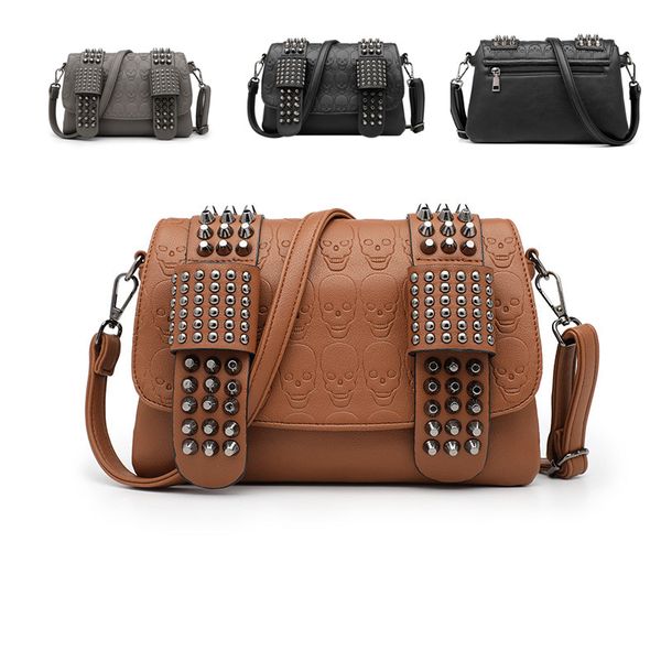 Personality womens shoulder bags 3 colors street popular skeleton chain bag daily Joker solid color embossed leather handbag double compartment flip rivet backpac, Black
Personality womens shoulder bags 3 colors street popular skeleton chain bag daily Joker solid color embossed leather handbag double compartment flip rivet backpac, Black