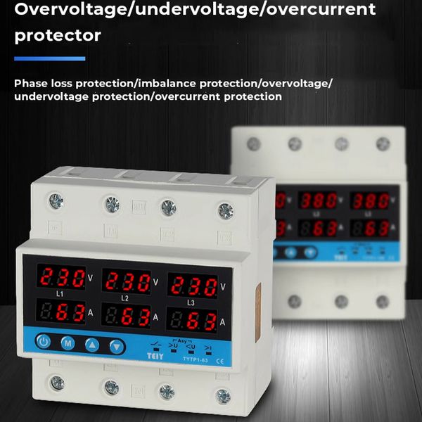 Three phase self resetting six display overvoltage, undervoltage, overcurrent, phase loss protection, current limiter, adjustable delay
Three phase self resetting six display overvoltage, undervoltage, overcurrent, phase loss protection, current limiter, adjustable delay