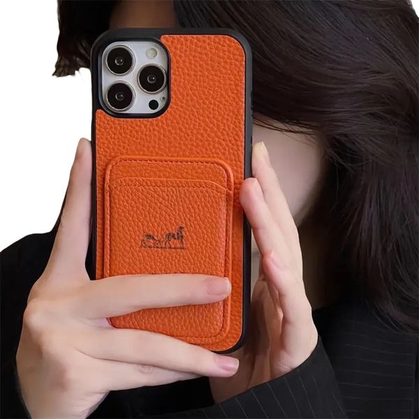 Fashion Phone Cases H Designer for iphone 16 pro max cases 15 14 13 12 11 15ProMax Leather Unisex P Brand Metal nameplate L wer Designers Shockproof Case Cover