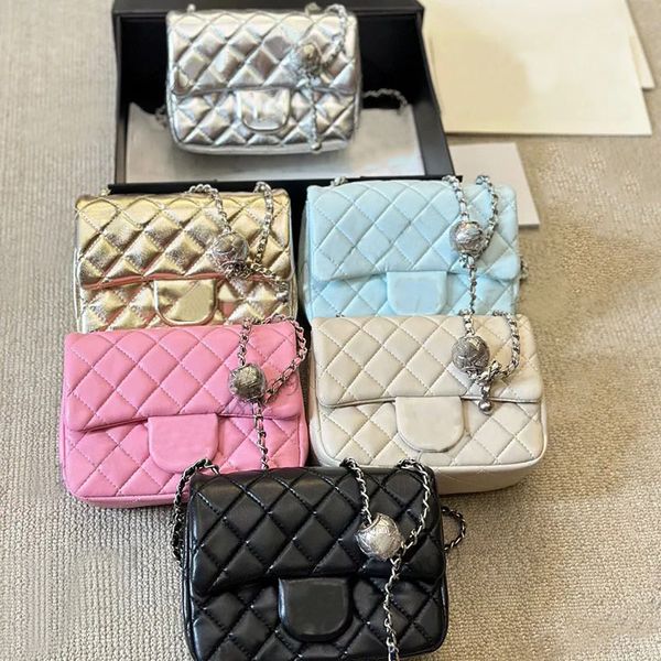 Fashion Lambskin Shimmer Metallic Sqaure Quilted Shoulder Bags Classic Flap Sier Ball Chain Crossbody Handbags Designer Brand Purse 6 Colors, #5
Fashion Lambskin Shimmer Metallic Sqaure Quilted Shoulder Bags Classic Flap Sier Ball Chain Crossbody Handbags Designer Brand Purse 6 Colors, #5