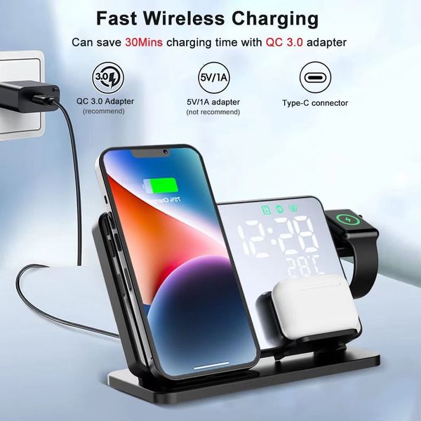 2023New 4 in 1 Wireless Charger For iPhone 14 13 12 Pro Apple Watch S8 7 15W Fast Charging Dock Station Desktop LED Digital Alarm Clock Mjew
2023New 4 in 1 Wireless Charger For iPhone 14 13 12 Pro Apple Watch S8 7 15W Fast Charging Dock Station Desktop LED Digital Alarm Clock Mjew