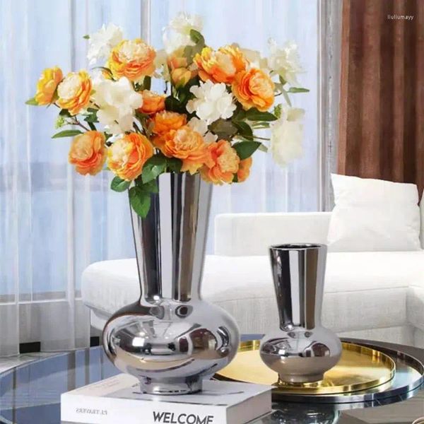 Light Vases Luxury Silver Electroplated Ceramic Vase Two-piece Modern Model Room Home Furnishing Decoration Floral Ornaments
Light Vases Luxury Silver Electroplated Ceramic Vase Two-piece Modern Model Room Home Furnishing Decoration Floral Ornaments