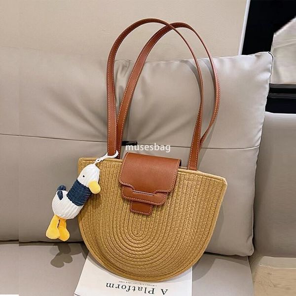 Designer Half Round Bag Women One Shoulder Large Capacity Woven Vintage Bag Grass Bag Women Woven Fashion Bag Vacation Beach Bag, Khaki
Designer Half Round Bag Women One Shoulder Large Capacity Woven Vintage Bag Grass Bag Women Woven Fashion Bag Vacation Beach Bag, Khaki