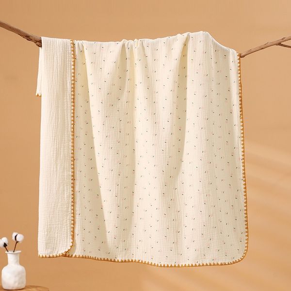 Breathable Cotton Baby Swaddle Blanket Soft Muslin Wrap for Newborns with Cute Bear Print 100x100cm