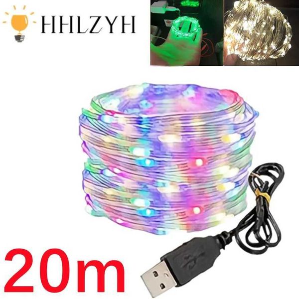 1m/10m/20m LED USB String Lights Copper Silver Wire Garland Light Waterproof Fairy Lights For Christmas Wedding Party Decoration Z241203