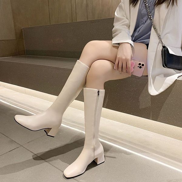 Sharp Pointed 2024 New Short Autumn Long Boots White Knight Elastic Over The Knee