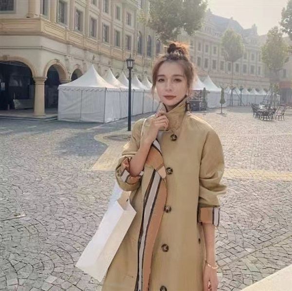 Designer Coat European and American Stripe Style Fashion ing Fake Two Loose Women's Mid-Length Trench Coats 06, Khaki
Designer Coat European and American Stripe Style Fashion ing Fake Two Loose Women's Mid-Length Trench Coats 06, Khaki