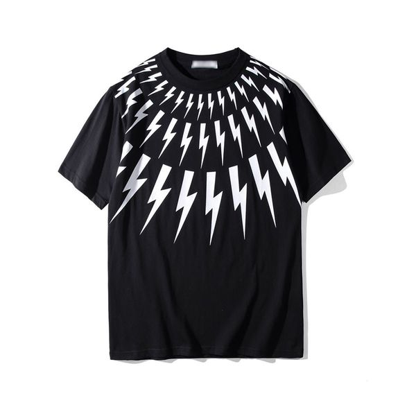 Clothing Men's T-shirts Street Neil Barrett Shirt Lighing Short Sleeved Cotton t Shirts Tees Be04