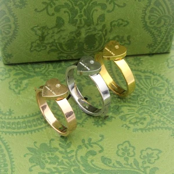18K Gold Heart Couple Ring Stainless Steel