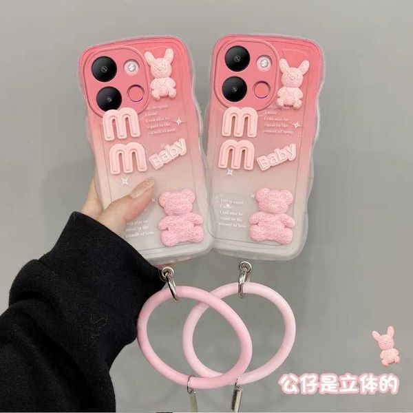 Hot Sale 3D fashionable cute doll bear rabbit cartoon soft luxury silicone phone case suitable for Infinix Zero 30 5g lanyard wristband back cover T241209