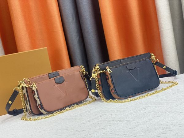 2024 New Leopard splicing 3pcs/set chain fashion shoulder crossbody package clutch handbag designer tote bag wallet purse M45839 M58520, Brown
2024 New Leopard splicing 3pcs/set chain fashion shoulder crossbody package clutch handbag designer tote bag wallet purse M45839 M58520, Brown