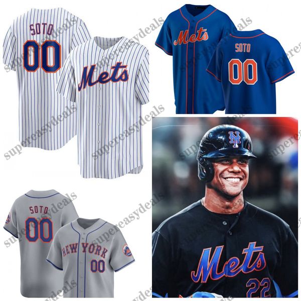 Juan 22 Soto Mets 2024 Basesball Jersey Pete Alonso Francisco Alvarez Martinez Francisco Lindor Brandon Nimmo Edwin Diaz Jeff McNeil Brett Baty Starling Marte