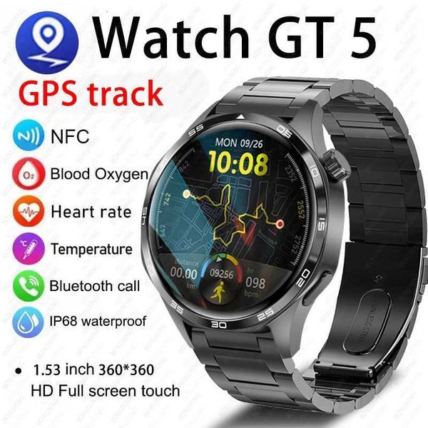 Suitable for Watch GT 5 Pro smartwatch mens NFC GPS tracker AMOLED 360 * 360 high-definition screen heart rate BT call sports smartwatch T241213