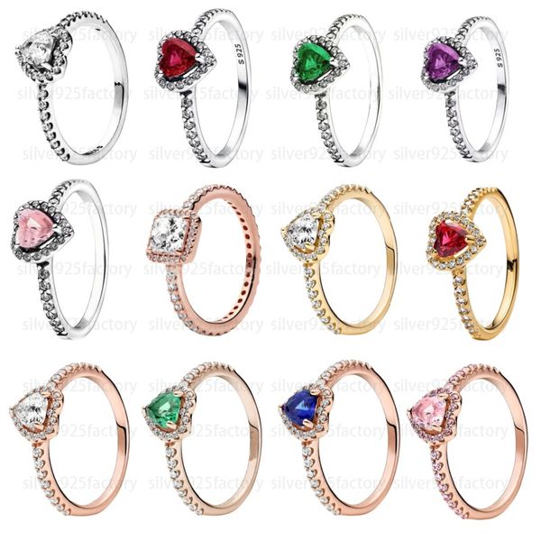 With box Designer Ring for women classic pink Heart Love Series red Diamond ring 925 Silver Ring high quality Wedding Rings rose gold Rings Luxury jewellery gifts