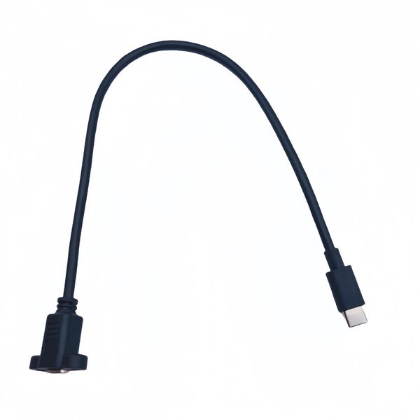 Micro Type Male Connector To Type-c USB 3.1 Female Extension Cable 17mm With screws Panel Mount Hole 0.3m