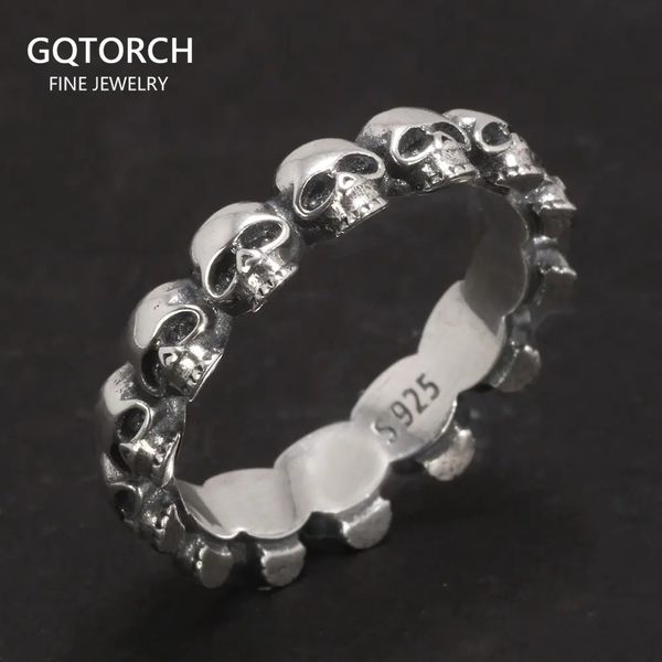 925 Sterling Silver Cool Couple Rings Retro Punk Rock Style Skull Rings For Men and Women 241216