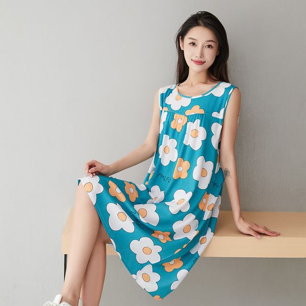 D14-Cotton silk pajamas women spring and summer thin loose large size mid-sleeve trousers artificial cotton suit home and outdoor