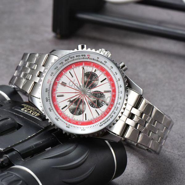 designer Luxury Mens Watch Quartz navitimes 43mm Watches stainless steel strap Multiple Colors Rubber ling Men Glass Wristwatches 10A quality Top breitingx watch