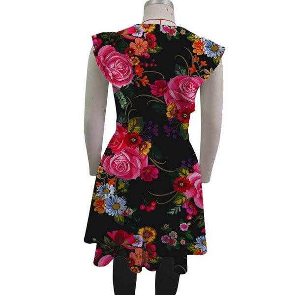 (451) 3D digital short-sleeved printed summer women's flying sleeve dress