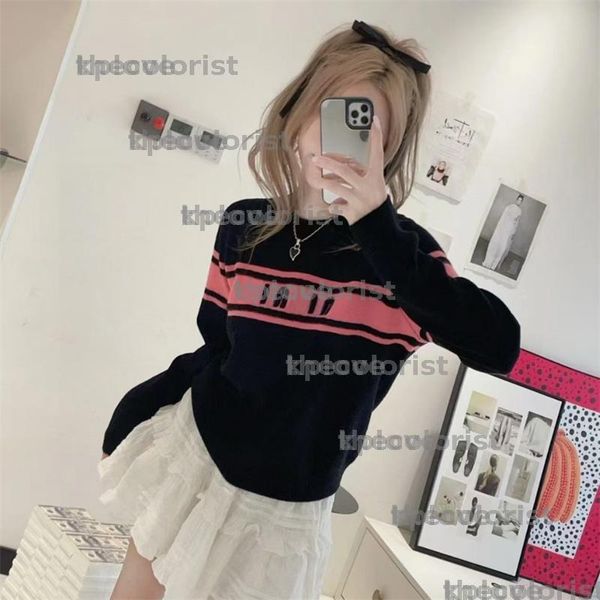 Designer Sweater Striped Top Color Blocked Knit Sweater Round Neck Letter Long Sleeved Warm Women Sweatshirt, White
Designer Sweater Striped Top Color Blocked Knit Sweater Round Neck Letter Long Sleeved Warm Women Sweatshirt, White