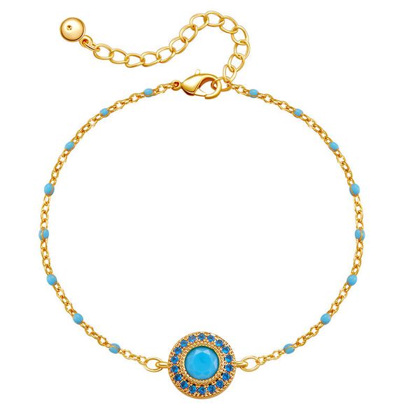 New round turquoise pendant with bohemian style, simple and fresh bracelet, copper plated with 18K real gold
New round turquoise pendant with bohemian style, simple and fresh bracelet, copper plated with 18K real gold
