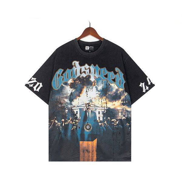 Washed T Shirt Black T-shirts High-Quality Men Casual High Street Tee Summer
