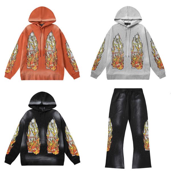 WHO DECIDES WAR Men's Designer Hoodie Men Sweatshirts Men Casual Hoodies set High Quality window flame Print Casual Pullover jumper Hip hop street yh