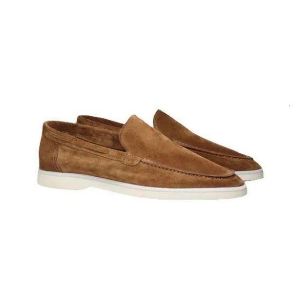 Yacht Loafers Frosted Suede Slipon Driving Flat Shoes 4 Season Walking Lazy Mules Round Toe Penny Casual Man Big Size