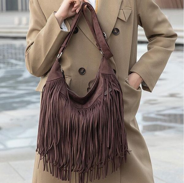 Sales factory shoulder bags 2 colors light and wear-resistant frosted tassel bag simple and versatile solid color leather backpack street personality women handbag, Brown
Sales factory shoulder bags 2 colors light and wear-resistant frosted tassel bag simple and versatile solid color leather backpack street personality women handbag, Brown