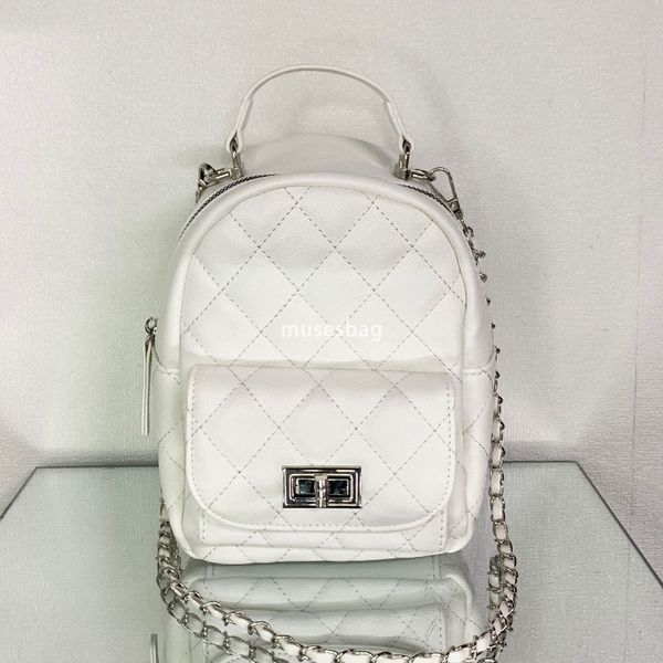 High end women's temperament niche diamond grid chain backpack new fashionable and versatile mini multifunctional backpack small fragrance handbag, White
High end women's temperament niche diamond grid chain backpack new fashionable and versatile mini multifunctional backpack small fragrance handbag, White