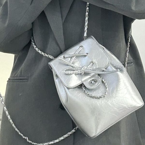 High end women's temperament small fragrant style bow practical leisure backpack new girl niche design high-end sense chain portable fashion backpack, Silver
High end women's temperament small fragrant style bow practical leisure backpack new girl niche design high-end sense chain portable fashion backpack, Silver