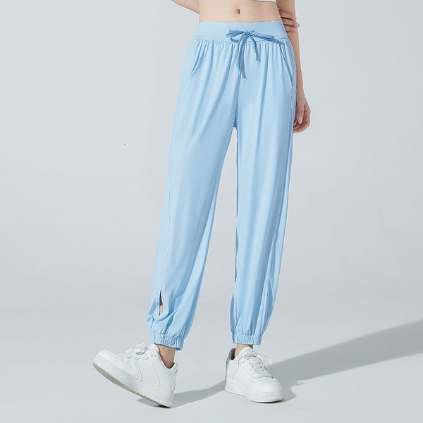 Summer Ice Silk Color Quick Drying Breathable Sun Protection Pants Women's Sports Outdoor Casual cropped pants F7.5#34.3 ddmymarket