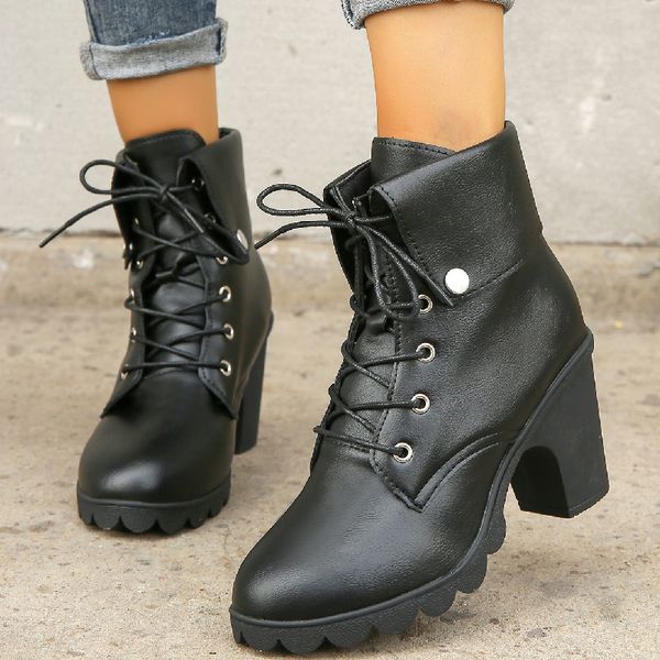 Large size high heeled fashion boots for women in autumn and winter 2024, new single lining European and American round head tie up thick heeled women's short boots, Brown
Large size high heeled fashion boots for women in autumn and winter 2024, new single lining European and American round head tie up thick heeled women's short boots, Brown