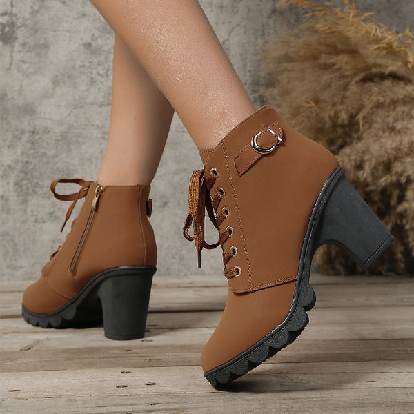 Autumn High Heel Single Boots Belt Buckle Women's Shoes Thick Heel Short Boots Round Head Martin Boots Women's Lacing and Naked Boots Knight Boots, Burgundy
Autumn High Heel Single Boots Belt Buckle Women's Shoes Thick Heel Short Boots Round Head Martin Boots Women's Lacing and Naked Boots Knight Boots, Burgundy