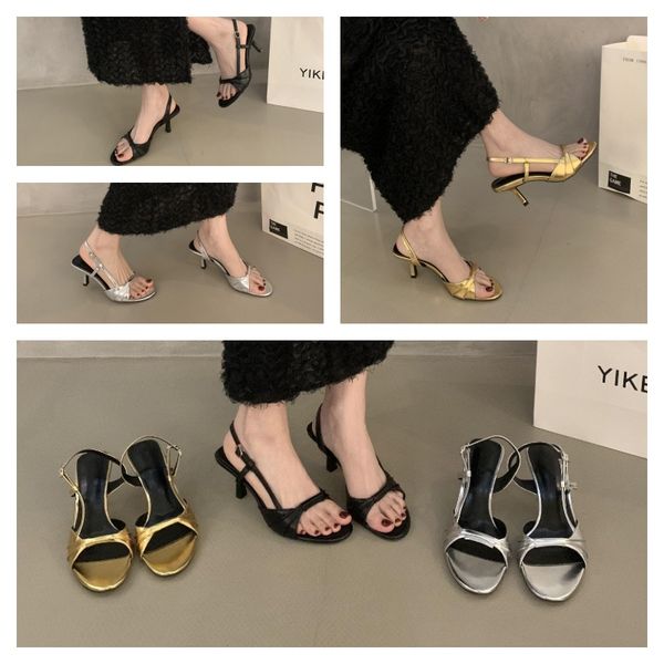 Summer elegant women's leather high-heeled sandals one-line sandals Niche design High-grade Temperament black golden, Silver
Summer elegant women's leather high-heeled sandals one-line sandals Niche design High-grade Temperament black golden, Silver
