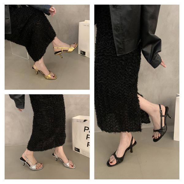 Summer sexy ladies leather high-heeled sandals one-line sandals Designer niche design High-grade Temperament black golden silver
Summer sexy ladies leather high-heeled sandals one-line sandals Designer niche design High-grade Temperament black golden silver