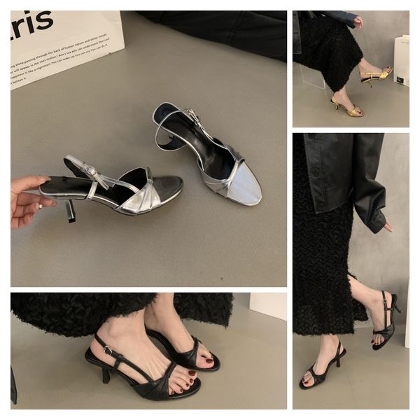Summer sexy women's leather high-heeled sandals one-line sandals Niche design High-grade Temperament silver, Gold
Summer sexy women's leather high-heeled sandals one-line sandals Niche design High-grade Temperament silver, Gold