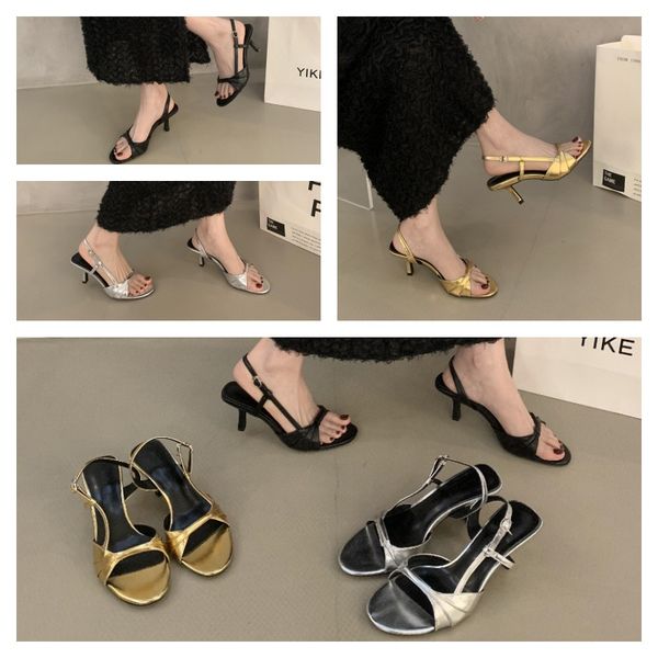 Summer elegant women's leather high-heeled sandals one-line sandals Niche design High-grade Temperament black, Silver
Summer elegant women's leather high-heeled sandals one-line sandals Niche design High-grade Temperament black, Silver