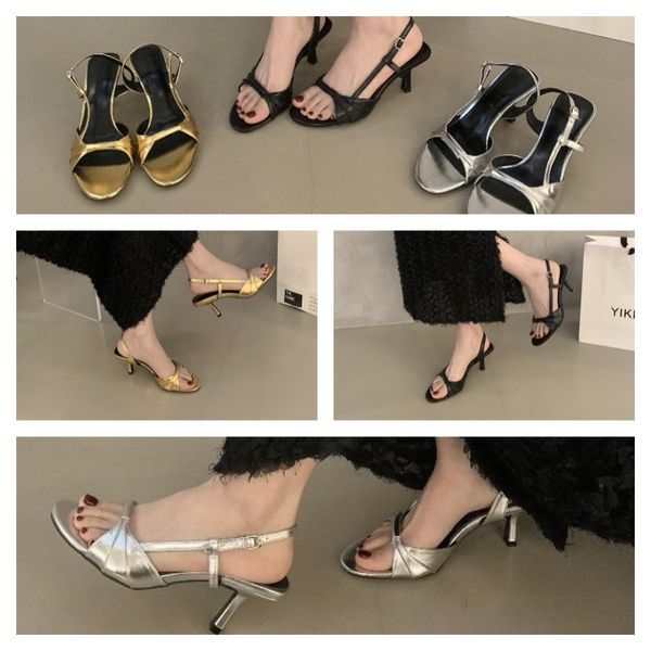 Sexy women's leather high-heeled sandals one-line sandals Niche design High-grade Temperament black golden
Sexy women's leather high-heeled sandals one-line sandals Niche design High-grade Temperament black golden