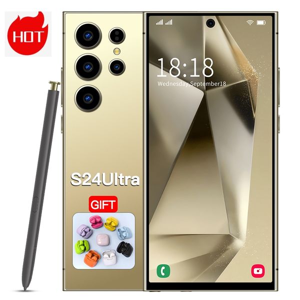 Inch 7.3 5G S24 Ultra Mobile Phone Unlocked Touch Play Screen Android Smart 13 System s24 Android Smartphone Camera Phone HD Display Face Recognition 1TB phone