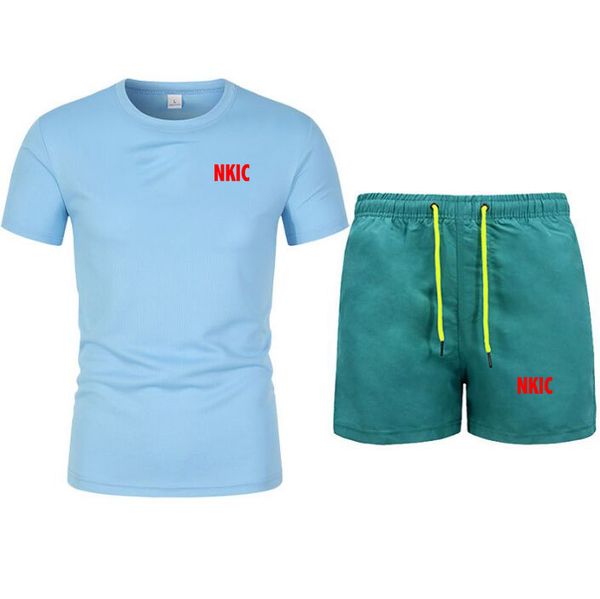 Summer Men's Fitness Fashion Men's Casual Sportswear Suit Brand LOGO Sports Suit Short Sleeve T-Shirt Shorts 2 Piece Set, Navy blue
Summer Men's Fitness Fashion Men's Casual Sportswear Suit Brand LOGO Sports Suit Short Sleeve T-Shirt Shorts 2 Piece Set, Navy blue