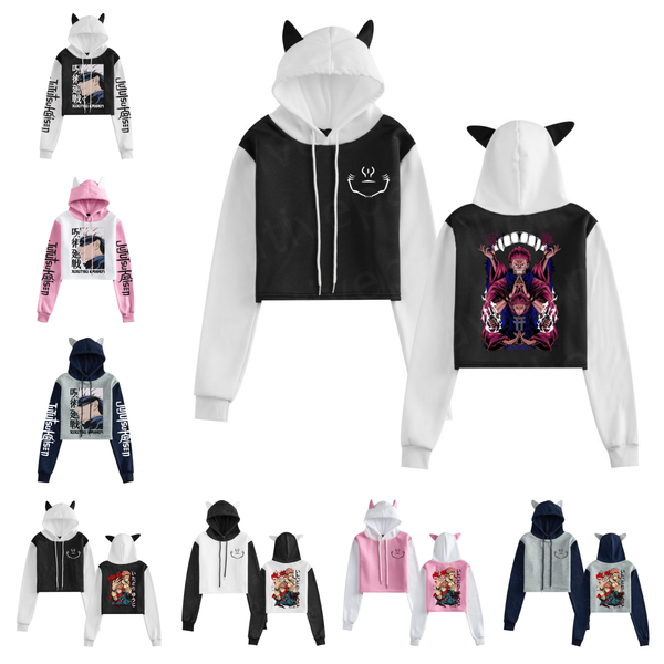 Anime Jujutsu Kaisen Surrounding Hoodie Spell Battle Velvet Contrast hoodie High-Quality mens and womens hoodie casual hiphop cotton long sleeve pullover
