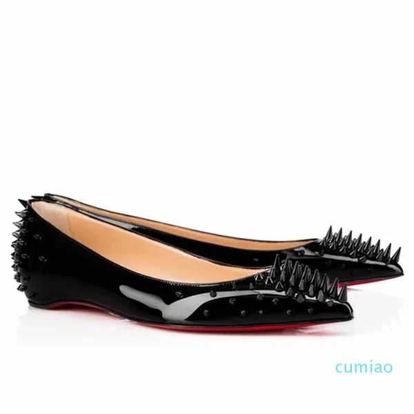 Women's Dress Flats Shoe Low Tops Shoes Black Patent Leather Shoes Goldoflat Ballerinas Luxury Design
